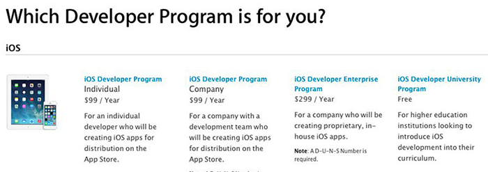 iOS开发者账号（个人、公司、企业）的区别及优缺点介绍